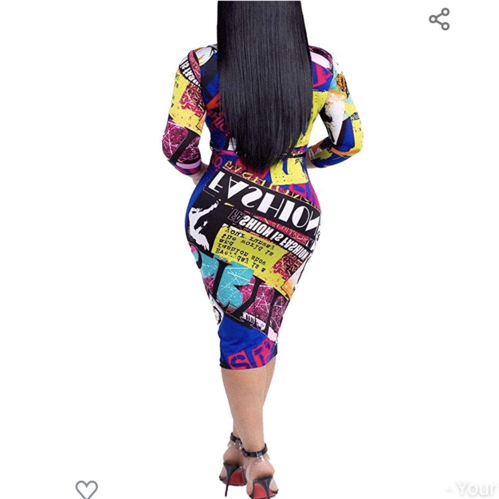 Sexy Magazine Printed Bodycon Dress - Picture 2 of 5